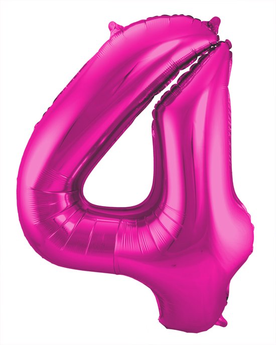 Magenta Cijferballon Cijfer 4 - 86 cm