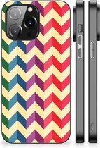 Doorzichtig Hoesje iPhone 14 Pro Max TPU Siliconen Hoesje met Zwarte rand Zigzag Color