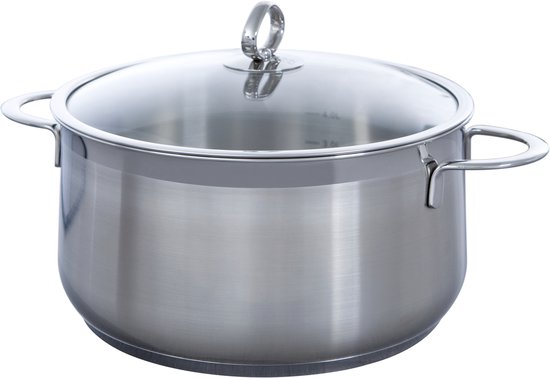 BK Excellent RVS kookpannenset 5 delig - Ø16cm tot Ø24cm - Inductie pannenset - Vaatwasserbestendig - Ovenbestendig tot 230° - met deksels - maatverdeling - Zilver