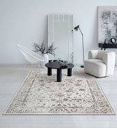 the carpet Vloerkleed Mila Modern dik kortpolig tapijt, woonkamer, slaapkamer, elegante glans, glanzende vezel, hoog-laag effect, rand, crème, 200 x 290 cm