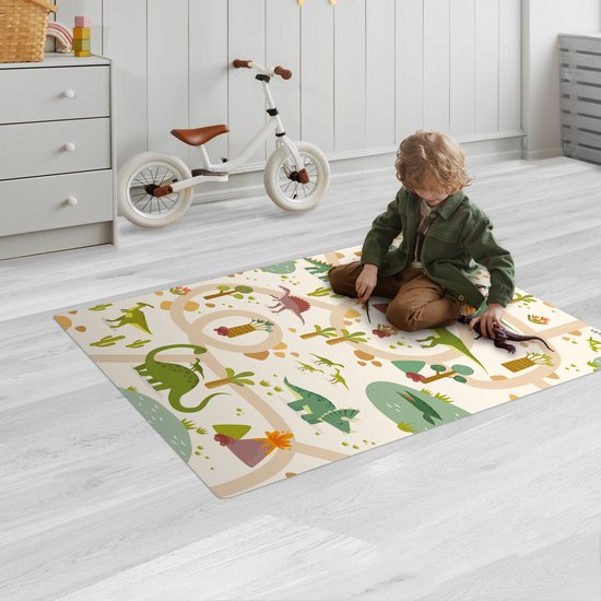LetsPlaymats® Speelmat baby kinderen - Dino - Groen - Natuur - Kinderen - Design - Speelkleed van vinyl - Speeltapijt - Antislip - 70x105 cm van LetsPlaymats® — afbeelding 2