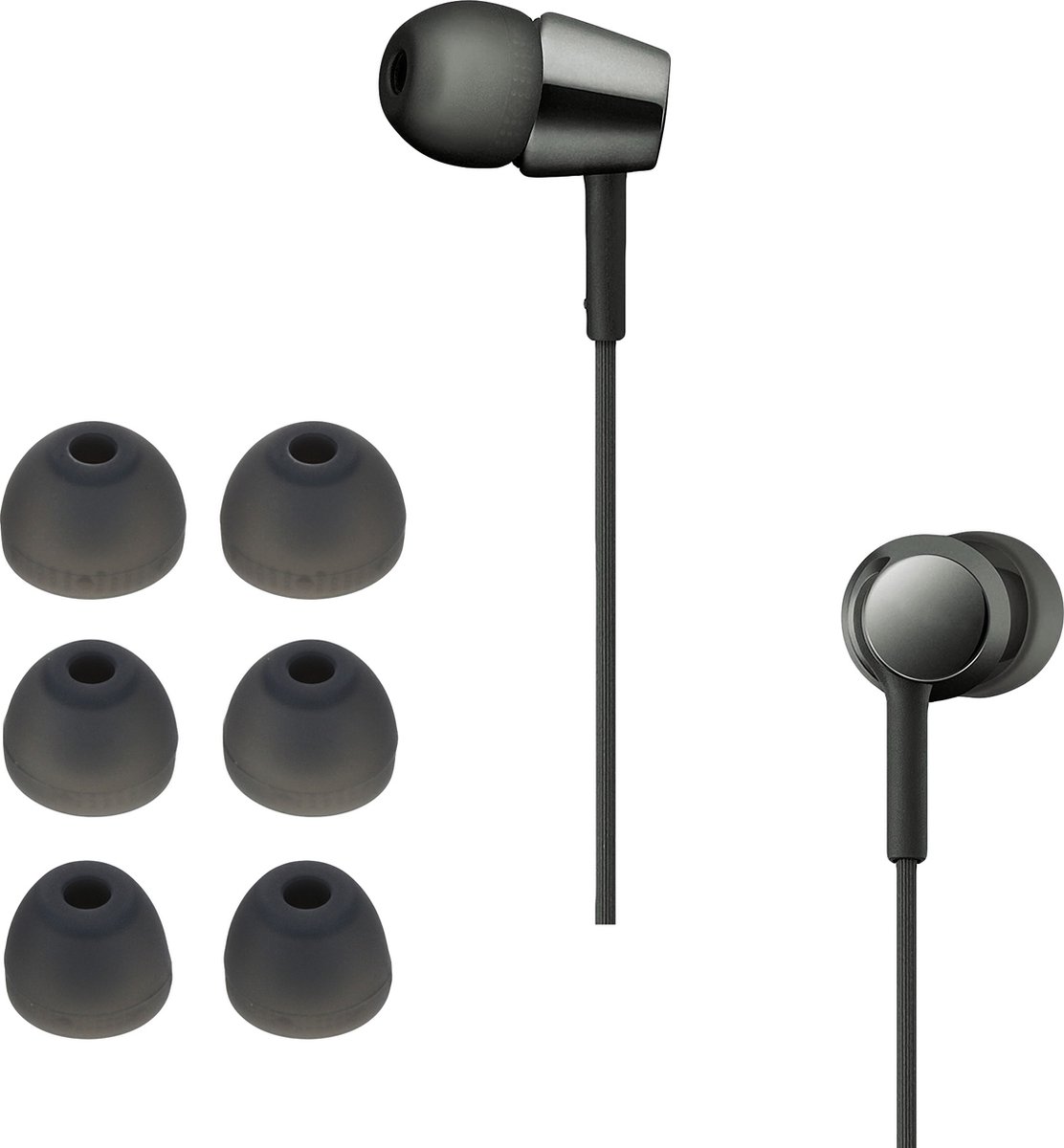 kwmobile 6x cover voor in-ear oortjes voor Sony WI-C300 / WI-C400 / MDR-XB55AP / MDR-EX155AP - Vervangende oordopjes van siliconen in grijs - 3 maten