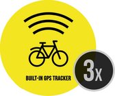 Fiets sticker | "Built-in GPS tracker" | ⌀ 4,5 cm | 3 stuks | Anti-diefstal | Dieven ontmoedigen | Ronde stickers | Opvallend | Geel | Weerbestendig | Velo | Beveiliging | Fietsen