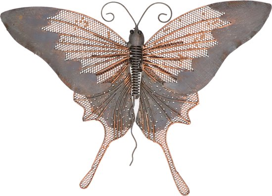 zeewier Scenario Nieuwjaar Grote metalen vlinder grijs/goudbruin 34 x 24 cm tuin decoratie -  Tuindecoratie... | bol.com