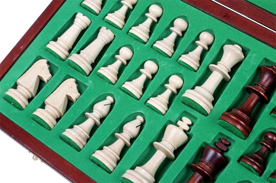 Afbeelding van het spel Schaakset inclusief schaakbord en gewogen Staunton design schaakstukken - luxe schaakspel - compleet