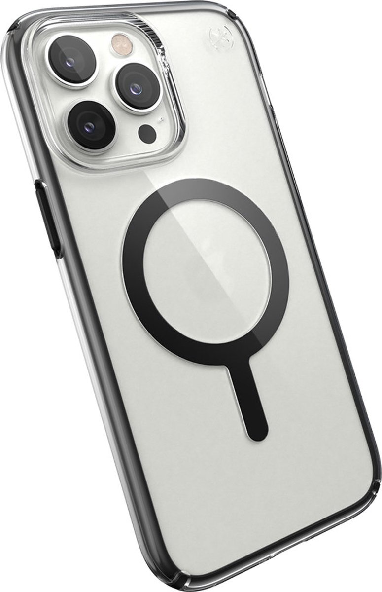 Speck hoesje geschikt voor Apple iPhone 14 Pro Max - Slank - Kristalhelder - Valbescherming gecertificeerd tot 4 meter - Microban Antibacterieel - Presidio Perfect Clear lijn - Zwart Transparant