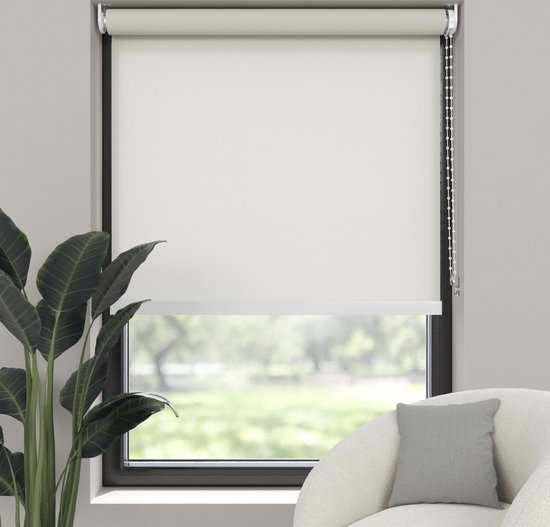 Dutchblinds Store Enrouleur - translucide - Wit Perle - 185x275cm - Décoration de fenêtre sur mesure