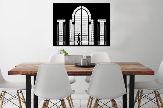 Cadre photo avec poster - Zwart - Wit - Fenêtre - Homme - 80x60 cm - Cadre poster