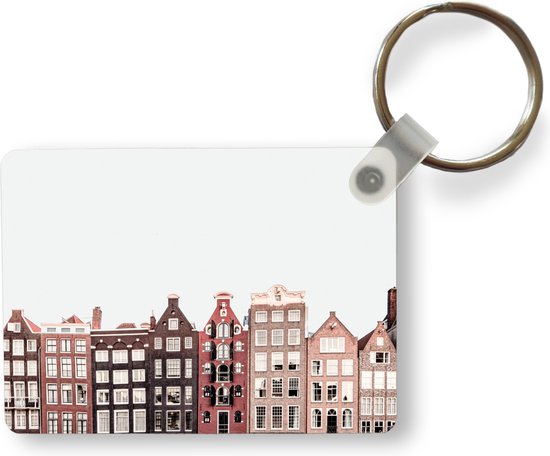 Sleutelhanger - Amsterdam - Architectuur - Huizen - Straat - Uitdeelcadeautjes - Plastic