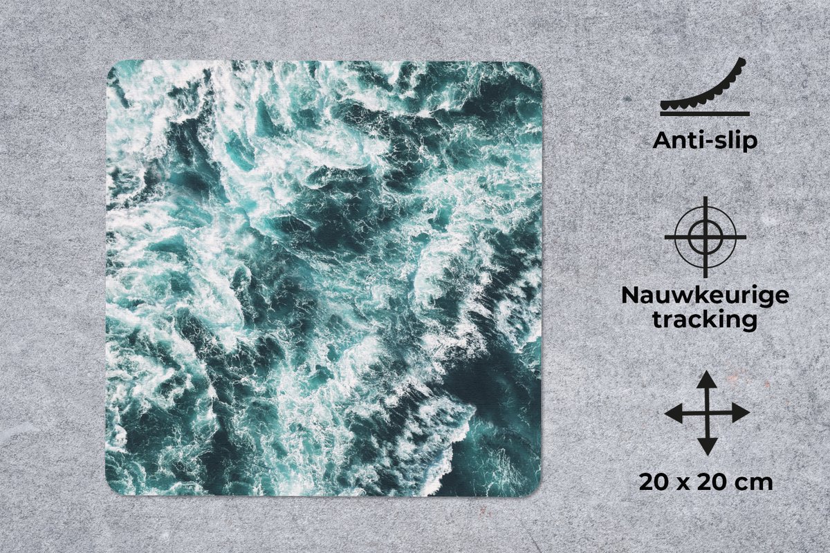 Muismat 20x20 cm - Mousepad Zee - Blauw - Natuur - Water - Muismatten