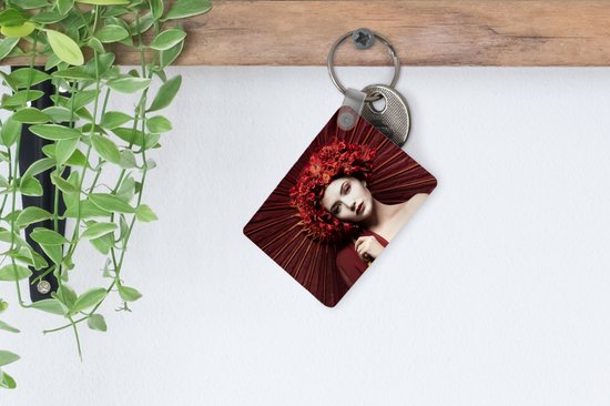 Porte-clés - Femme - Rouge - Portrait - Parapluie - Cadeaux à distribuer - Plastique