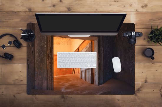 Tapis de souris XXL - Sous-main - Tapis de bureau - Porte - Sable - Maison - Architecture - 90x60 cm - Tapis de souris XXL