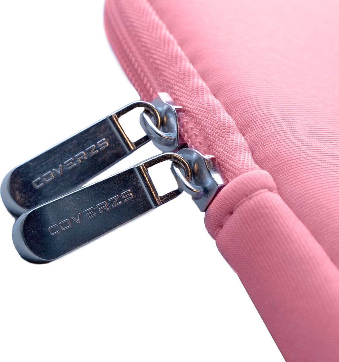 Laptophoes 14-15,6 inch roze waterafstotend lichtgewicht krasbestendig soft velvet binnenkant met rits - Afbeelding 5