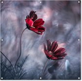 Tuindoek Bloemen - Rood - Planten - Natuur - 100x100 cm