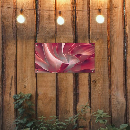 Tuinposter Stilleven - Bladeren - Plant - Roze - 60x30 cm - Tuindoek - Buitenposter