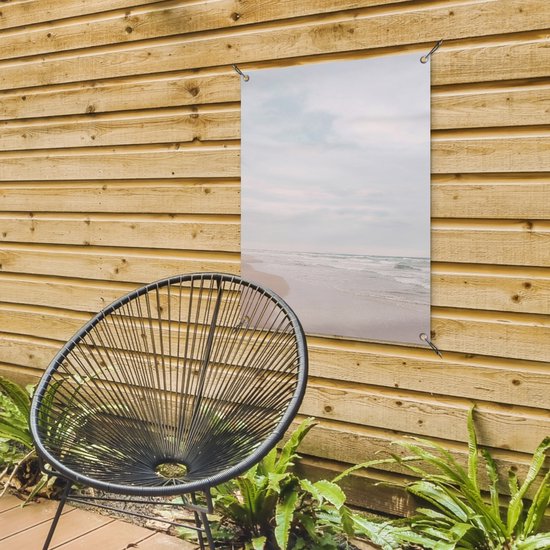 Tuinposter 60x80 cm - Tuindecoratie Zee - Strand - Golven - Natuur - Zomer - Poster voor in de tuin - Buiten decoratie - Schutting tuinschilderij - Tuindoek muurdecoratie - Wanddecoratie balkondoek