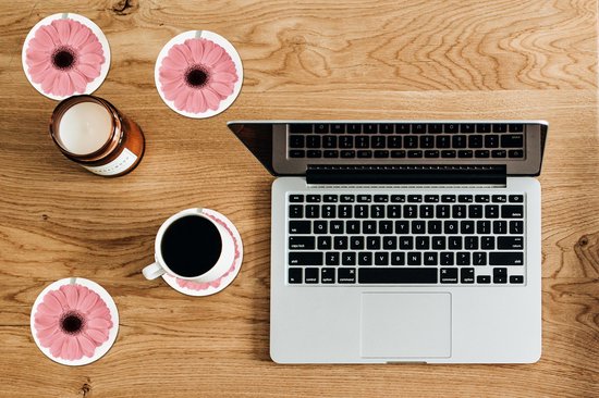 Sous-verres pour verres - Ronds - Bloem - Rose - Nature - Plante - 10x10 cm - Sous-verres - 6 pièces