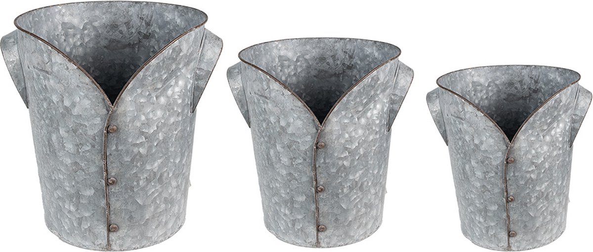 Clayre & Eef Planthouder Ø 25x28 cm Grijs Metaal