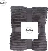 Cosy Stuff - Fleece deken - fleece plaid - antraciet - 150x200 cm - luxe woonplaid - warm - rib design - zachte deken