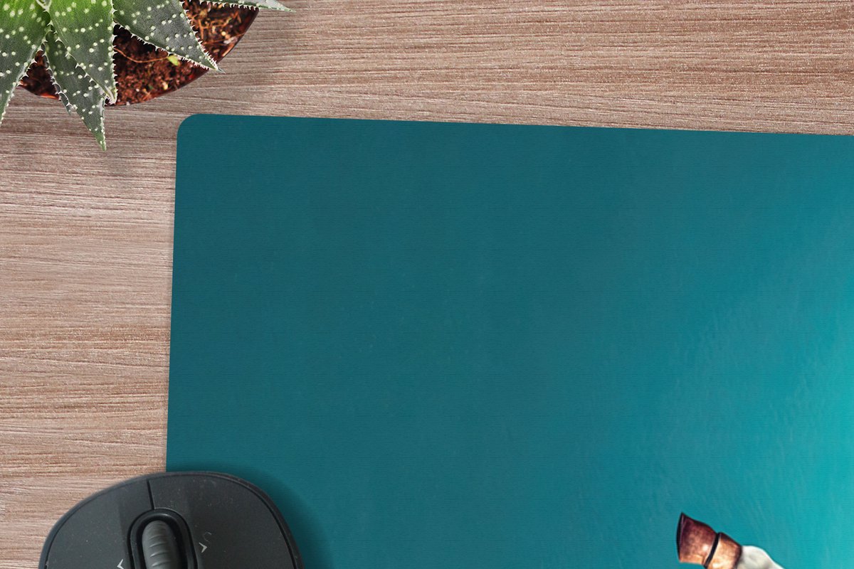 Muismat XXL 90x60 cm - Bureau onderlegger - Bureau mat Koe - Ballet - Portret - Blauw - Dieren - Kind - Bureaumat - Gaming mousepad xl - Bureaulegger groot - Computer deskmat