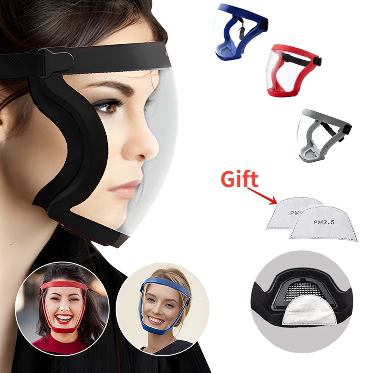 Goedkoopste Viatel Full Face Mask Shield Keuken Transparant Schild Thuis Olie-Splash Proof Gezichts Outdoor Fietsen Masker