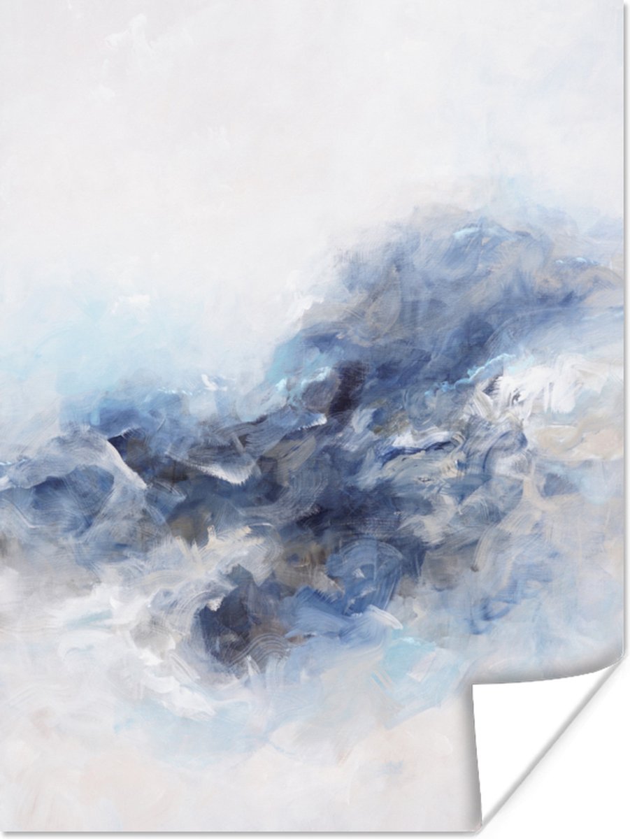 Poster Verf - Schilderij - Abstract - Blauw - 60x80 cm