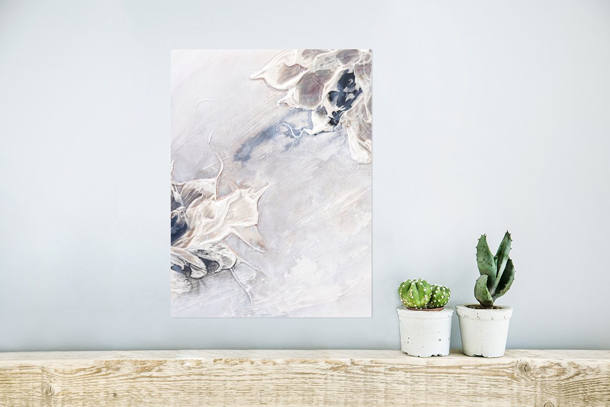 Poster Verf - Abstract - Beige - Grijs - 30x40 cm