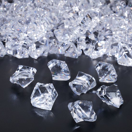 Relaxdays nep diamanten - set van 180 - namaak diamanten - ijsblokjesvorm - kristallen
