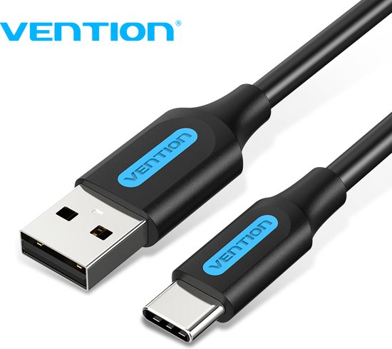 Vention Hoogwaardige Kwaliteit USB 2.0 A NAAR USB-C (Type C) OPLAADKABEL ZWART VOOR iPad, Samsung,Huawei, Oppo enz..