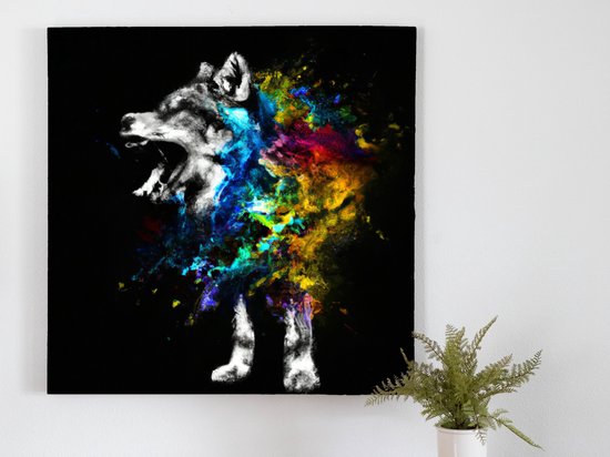 Fading wolf | Fading wolf | Kunst - 60x60 centimeter op Canvas | Foto op Canvas
