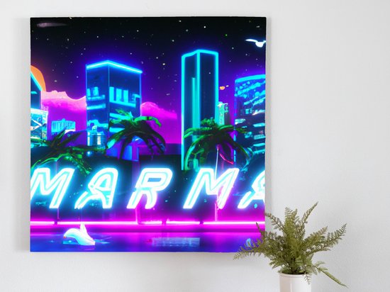 Neon miami at night | Neon Miami at night | Kunst - 30x30 centimeter op Canvas | Foto op Canvas