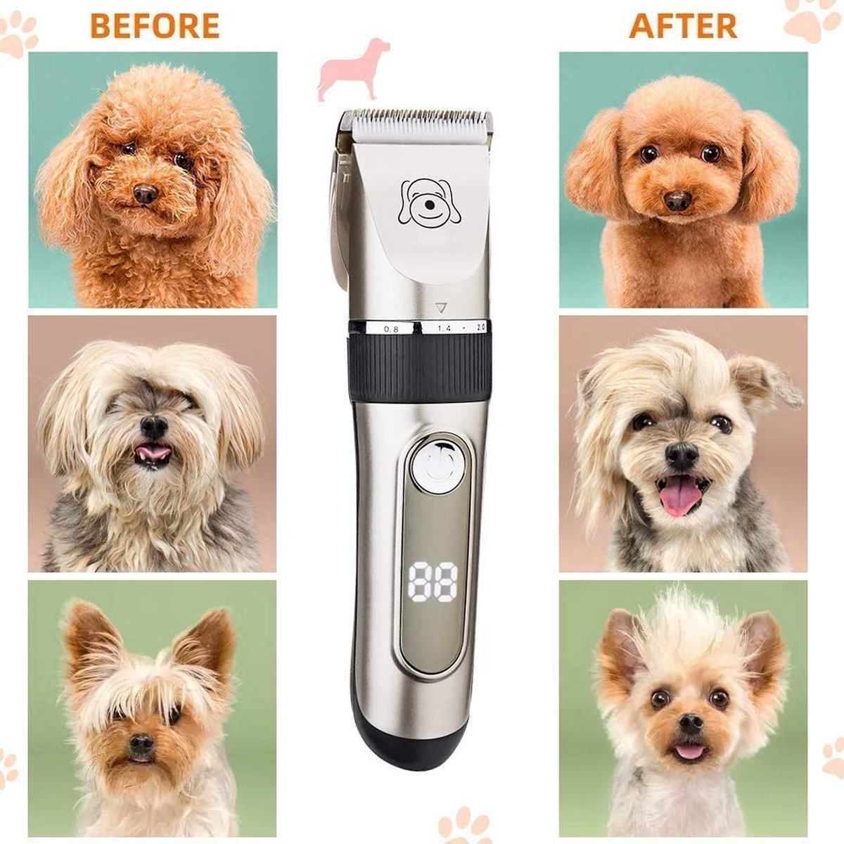 Tileon Tondeuse Pour Chien - Silencieuse, Lavable, Rechargeable Par USB, Kit De Toilettage Sans Fil - Ciseaux électriques Pour Chiens Et Chats