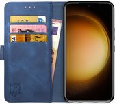 Rosso Element Book Case Wallet Hoesje Geschikt voor Samsung Galaxy S23 | Portemonnee | 3 Pasjes | Magneetsluiting | Stand Functie | Blauw