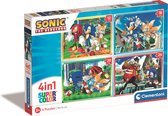 Clementoni Sonic Puzzel - Kinderpuzzel - 4-in-1 puzzel - Vanaf 3 jaar