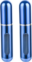 Mini Parfum Flesjes - 2-pack - Navulbaar - Reisflesjes - Parfumverstuiver - Glanzend Blauw