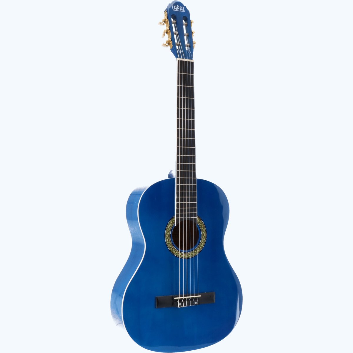LaPaz 002 BL klassieke gitaar 4/4-formaat blauw + gigbag + stemapparaat