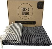 Hamamdoek - Take A Towel - fouta - 90x170 cm - 100% katoen - pestemal - Zwart