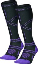 STOX Energy Socks - 2 Pack Hardloopsokken voor Vrouwen - Premium Compressiesokken - Kleur: Zwart/Paars - Maat: Medium - 2 Paar - Voordeel