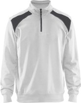Blåkläder Sweatshirt Bi-color Halve Rits 33531158 Wit/Donkergrijs - Maat S