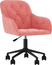 vidaXL - Kantoorstoel - draaibaar - fluweel - roze
