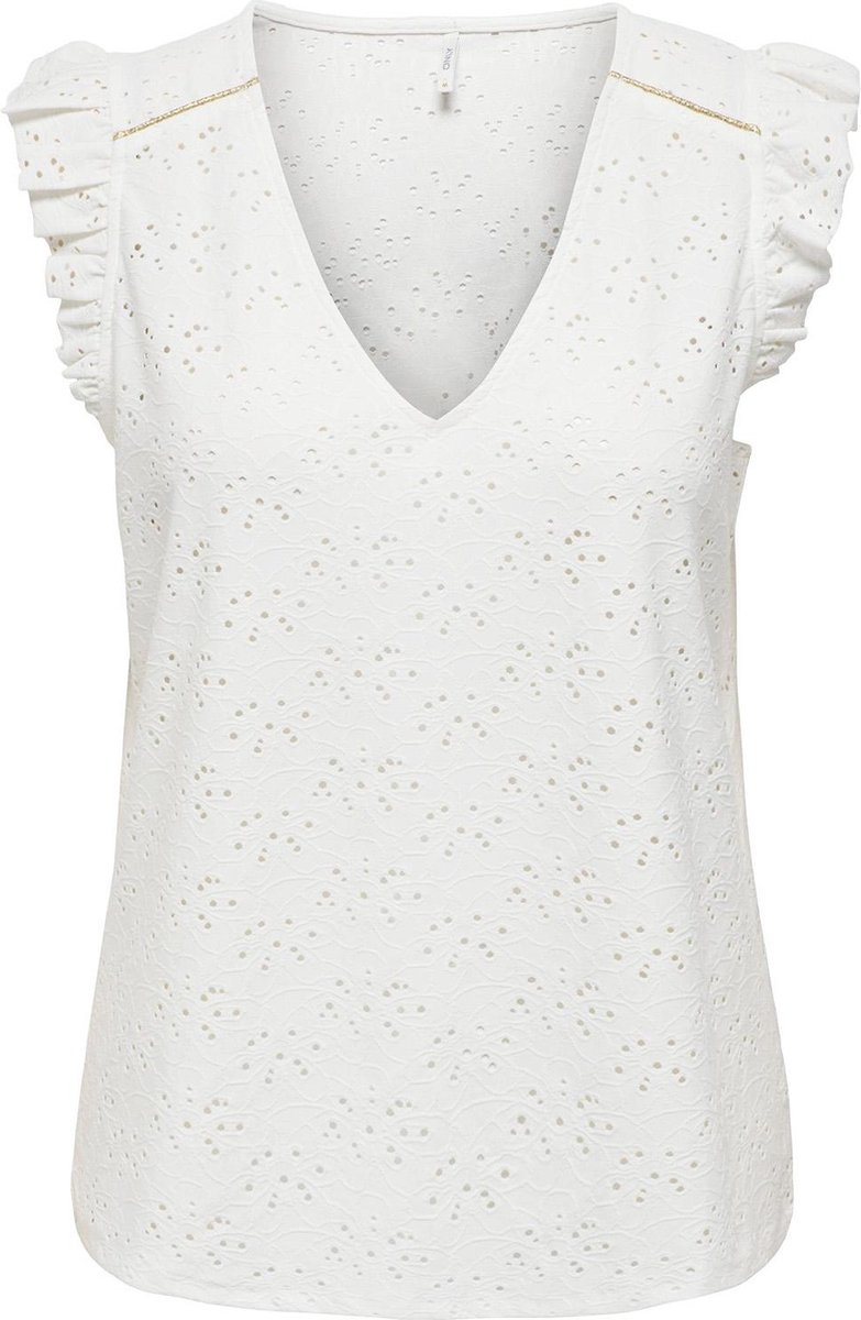 Dames Cs Bright Frill White Only XL 15299003 Onlsmilla S/l Maat - T-shirt J Top Detail