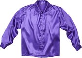 Satijnachtige paarse blouse voor mannen - Verkleedkleding