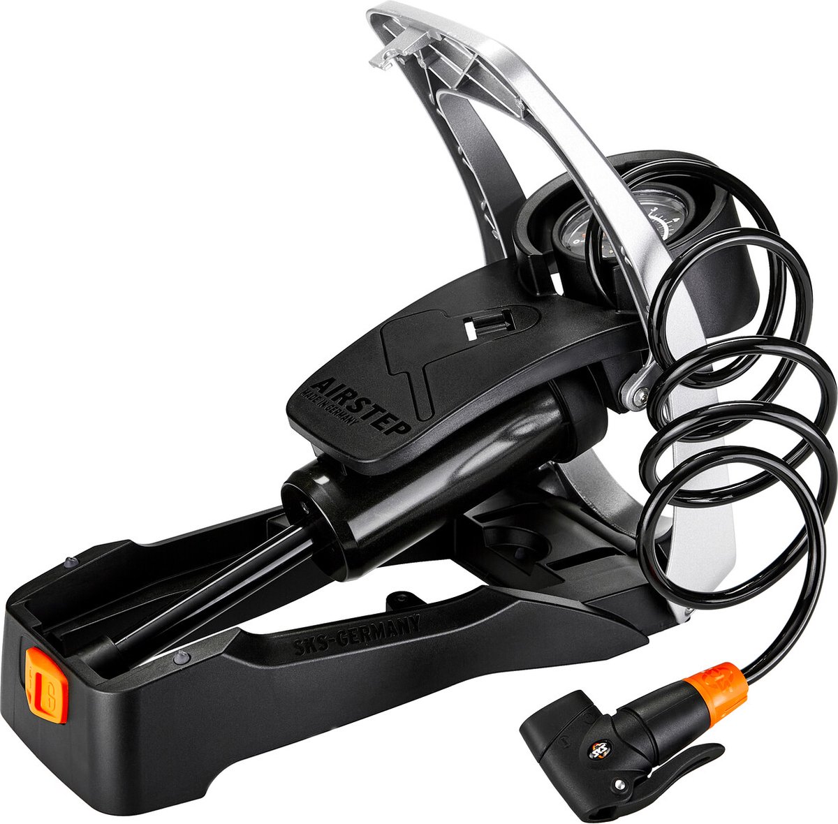 Bol.com SKS Airstep voetpomp met manometer - 7 Bar - Zwart aanbieding