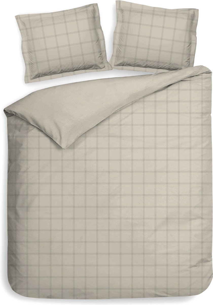 Heckettlane Mojave-Sand Dekbedovertrek Diamante 240x200-220 cm + 2 slopen 60x70 cm, gemaakt van 100% Katoen-Satijn Natural