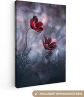 Tableau sur toile Fleurs - Rouge - Plantes - Nature - 90x140 cm - Décoration murale