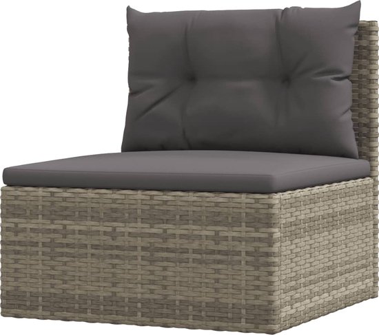 Tuinmiddenbank met kussens poly rattan grijs kopen