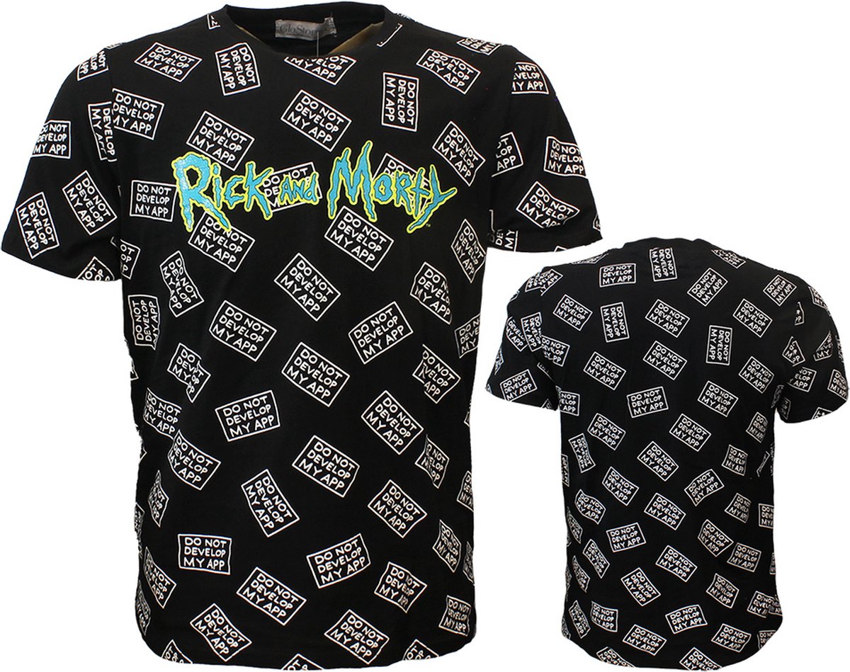 Rick & Morty Do Not Develop My App T-Shirt Zwart - XL