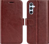 Samsung Galaxy A54 Hoesje - MobyDefend Wallet Book Case (Sluiting Achterkant) - Bruin - GSM Hoesje - Telefoonhoesje Geschikt Voor Samsung Galaxy A54
