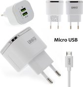 UNIQ Accessory Dual Port 2.4A thuislader - Micro USB Wit (CE)