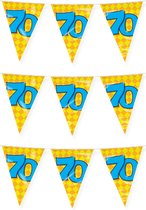 Paperdreams verjaardag 70 jaar thema vlaggetjes - 3x - feestversiering - 10m - folie - dubbelzijdig